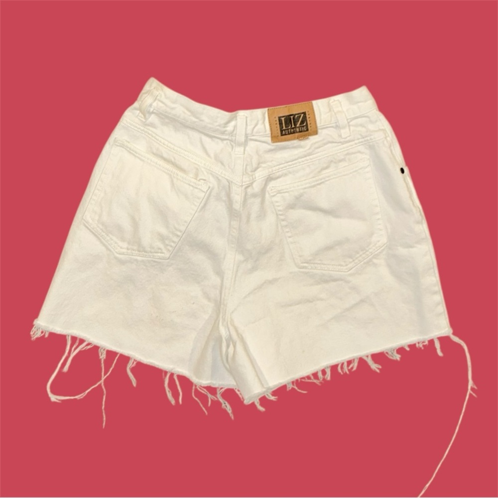 Vintage Denim Shorts Liz Claiborne Frayed Leg Solid White - 3.5 inch inseam